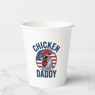 Chicken Daddy Rooster Vintage Patriotic Shirt Desi Pappbecher