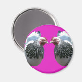 CHICKEN DUO ON MAGENTA MAGNET (Vorderseite/Rückseite)