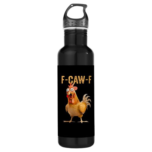 Chicken F-Caw-F Funny Trendy Edelstahlflasche (Vorderseite)