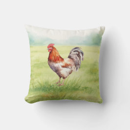 Chicken Farm House Watercolor Kissen