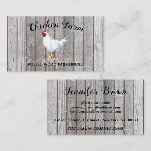 Chicken Farmhouse Rustic Egg Visitenkarte (Vorne/Hinten)
