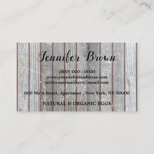 Chicken Farmhouse Rustic Egg Visitenkarte (Rückseite)