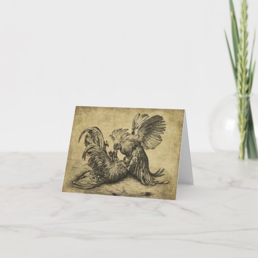 Chicken Fight- Prim Lil Note Cards Karte (Vorderseite)