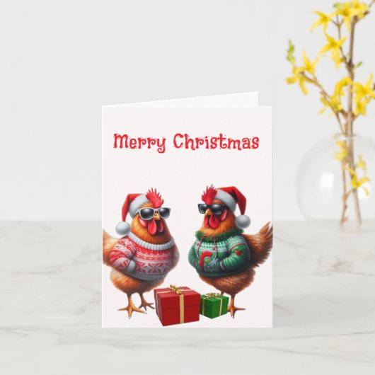 Chicken Friend Christmas Karte (Gelbe Blume)