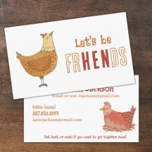 Chicken Friends Puds Calling Card