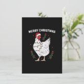 Chicken Frohe Weihnachten Funny Weihnachtsmannmütz Einladung (Stehend Vorderseite)