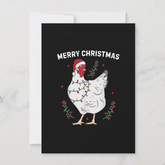 Chicken Frohe Weihnachten Funny Weihnachtsmannmütz Einladung (Vorderseite)