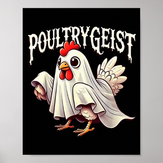 Chicken Ghost Ultrygeist Funny Halloween Farmer Poster (Vorne)
