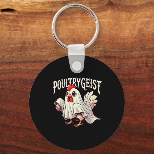Chicken Ghost Ultrygeist Funny Halloween Farmer Schlüsselanhänger (Vorderseite)
