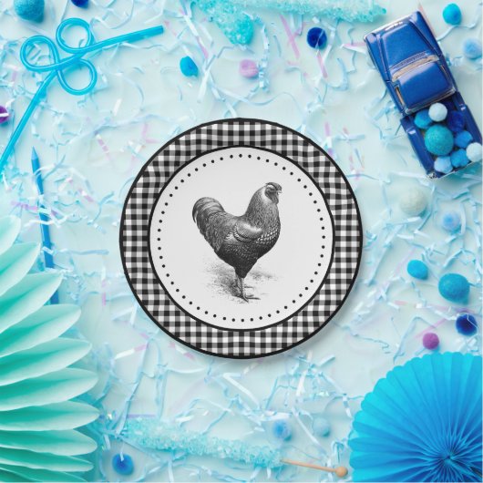 Chicken Gingham Pappteller (Party)