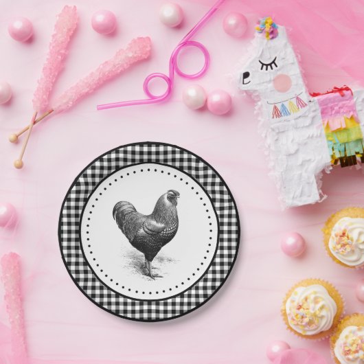Chicken Gingham Pappteller (Party)