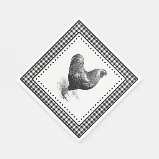 Chicken Gingham Serviette (Ecke)