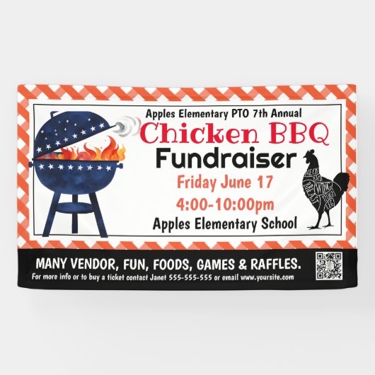 CHICKEN GRILLEN Fundraiser PTO PTA Church Banner (Horizontal)