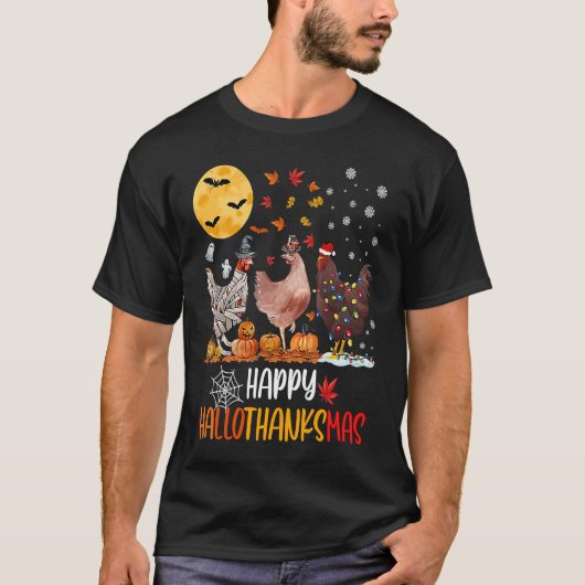 Chicken Happy HalloThanksMas  Halloween Thanksgivi T-Shirt (Vorderseite)