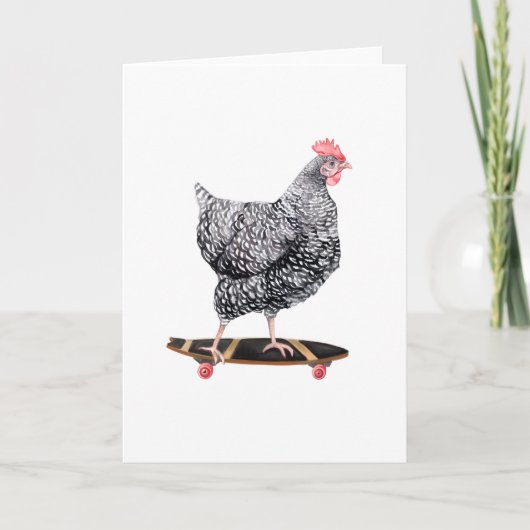 Chicken Hen auf Skateboard Blank Grußkarte Karte (Vorderseite)