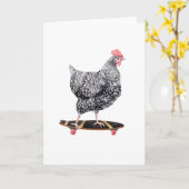 Chicken Hen auf Skateboard Blank Grußkarte Karte (Gelbe Blume)