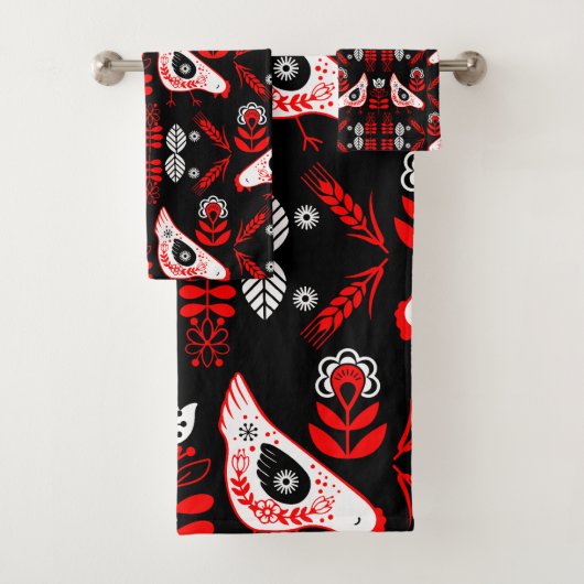 Chicken Hen Folk Badhandtuch Set (Insitu)