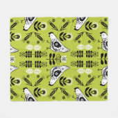Chicken Hen Folk Fleecedecke (Vorderseite (Horizontal))