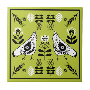 Chicken Hen Folk Fliese