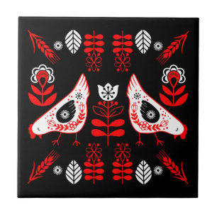 Chicken Hen Folk Fliese