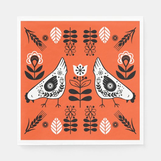 Chicken Hen Folk Serviette (Vorderseite)