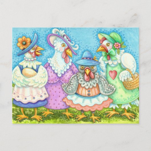 CHICKEN HEN PARTY, LAND GEFÜHRT FREUNDE Funny Postkarte (Vorderseite)