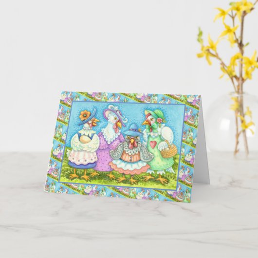 CHICKEN HEN PARTY, LAND GEFÜHRT FREUNDE Leere Karte (Gelbe Blume)