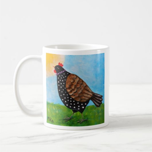 Chicken Hen with Necklace Sunbathing Personalized Kaffeetasse (Links)