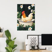 Chicken In Bathtub Poster, Funny Animal Poster (Heimbüro)