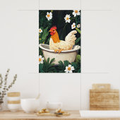 Chicken In Bathtub Poster, Funny Animal Poster (Küche)