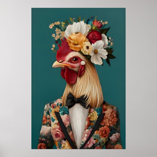 Chicken In Suit Poster, Chicken Portrait, Chicken Poster (Vorne)