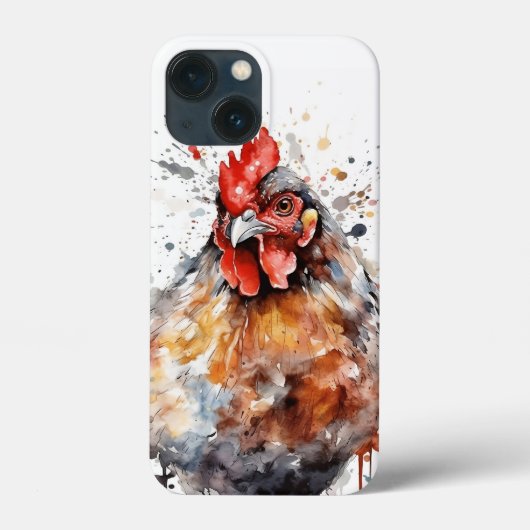 Chicken iPad iPhone Case Wasserfarbe Hen Rooster (Rückseite)