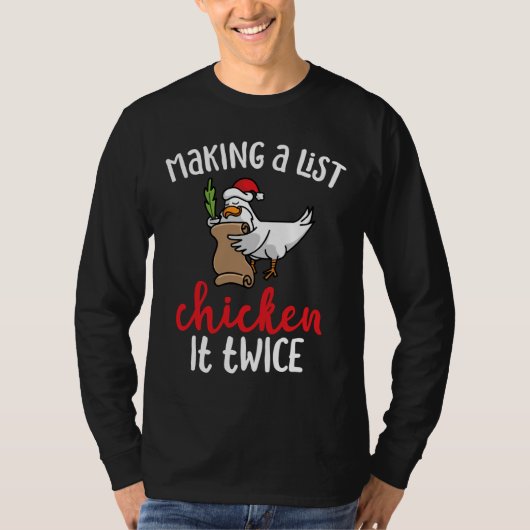 Chicken It Twice Chicken Christmas Design T-Shirt (Vorderseite)