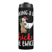 Chicken It zweimal Funny Chicken Weihnachtsdesign Thermosbecher (Vorderseite)