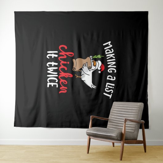 Chicken It zweimal Funny Chicken Weihnachtsdesign Wandteppich (Beispiel (Horizontal))