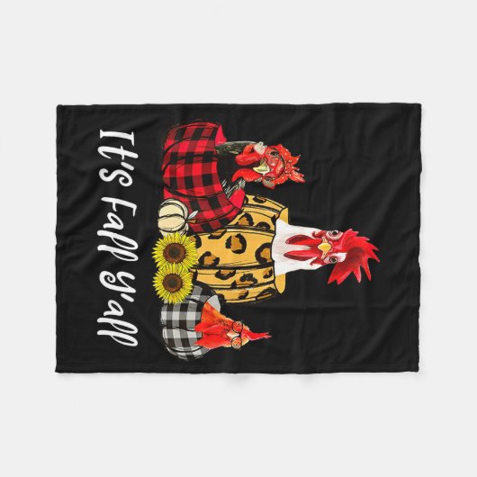 Chicken It's Fall Y'all Leopard Pumpkin Autumn Tha Fleecedecke (Vorderseite (Horizontal))