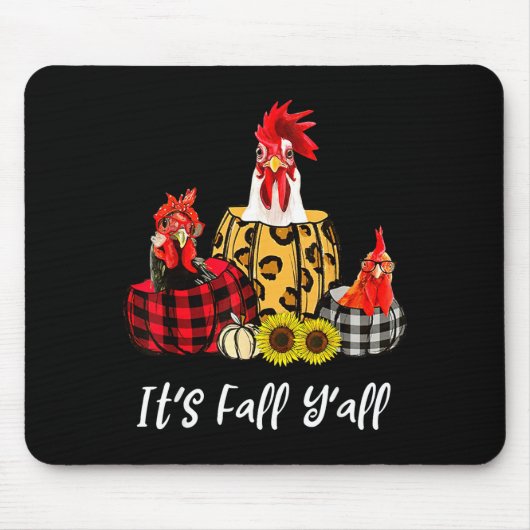 Chicken It's Fall Y'all Leopard Pumpkin Autumn Tha Mousepad (Vorne)