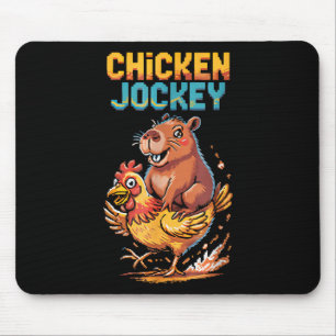 Chicken Jockey Capybara liebt Pixel Art Gamer Fun Mousepad