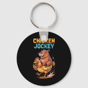 Chicken Jockey Capybara liebt Pixel Art Gamer Fun Schlüsselanhänger