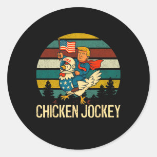 Chicken Jockey Funny Trump Runder Aufkleber