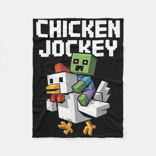 Chicken Jockey Pixel Funny Fleecedecke (Vorderseite)