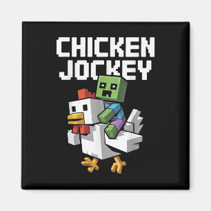 Chicken Jockey Pixel Funny Magnet