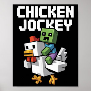 Chicken Jockey Pixel Funny Poster
