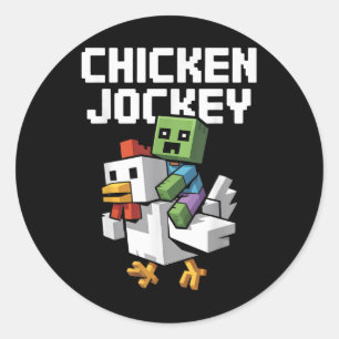 Chicken Jockey Pixel Funny Runder Aufkleber