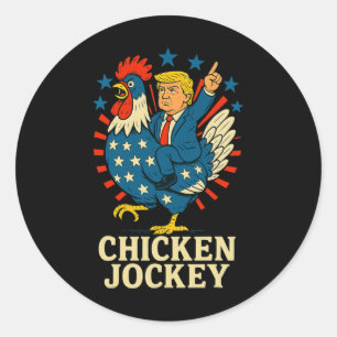Chicken Jockey Trump Funny Meme 2 Runder Aufkleber