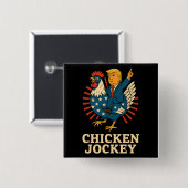 Chicken Jockey Trump Funny Meme Button (Vorne & Hinten)