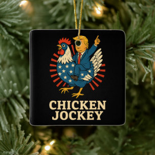Chicken Jockey Trump Funny Meme Keramikornament