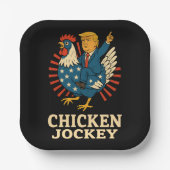Chicken Jockey Trump Funny Meme Pappteller (Vorderseite)