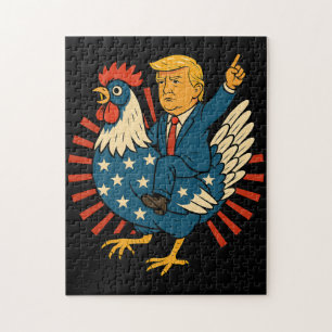 Chicken Jockey Trump Funny Meme Puzzle