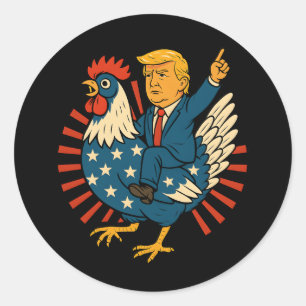 Chicken Jockey Trump Funny Meme Runder Aufkleber